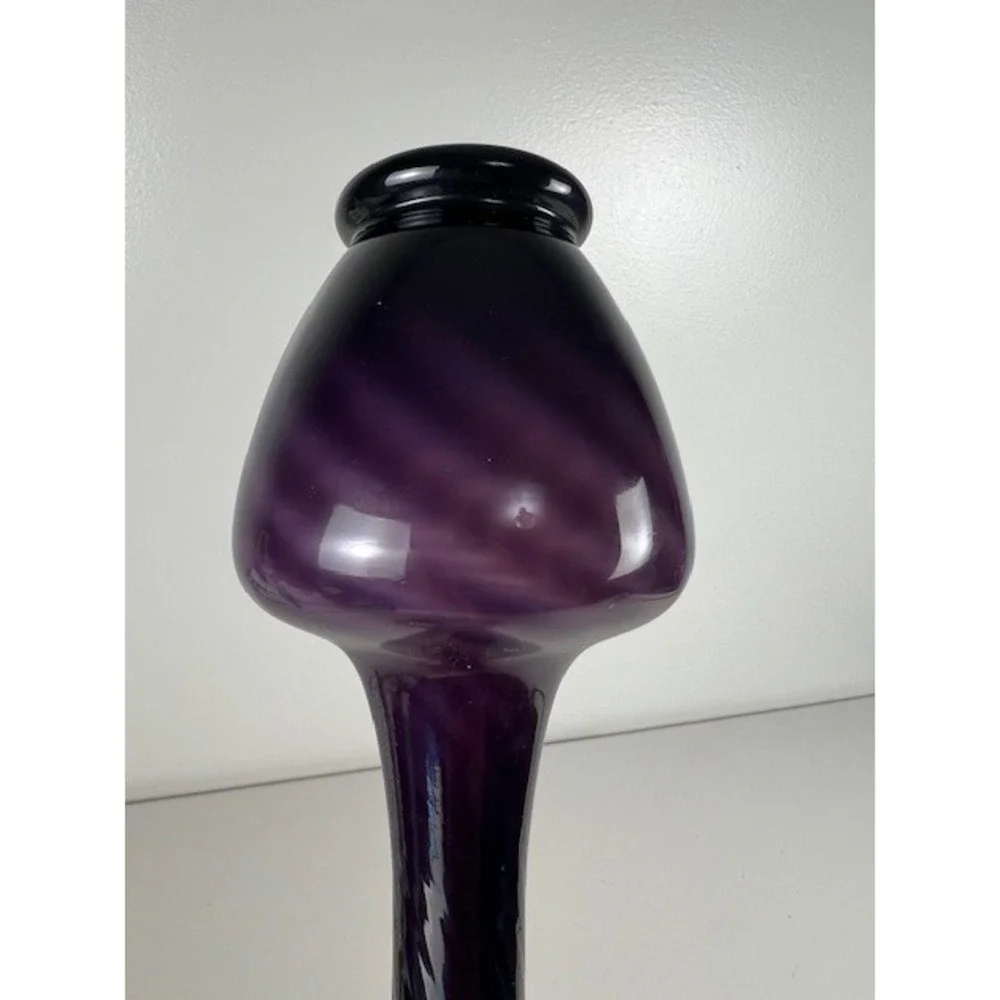 Purple Art Glass Swirl Bud Vase Long Neck Amethyst Hand Blown 9 inch‎